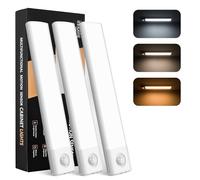 innolife Under Cabinet Kitchen Lights 3 Pack, 40 LED Super Bright,3 Color & 1200mAh 6000K Dimmable,4 Modes,Motion Sensor Cupboard Lights,USB-C Rechargeable Magnetic Lights for Kitchen Cabinet Wardrobe