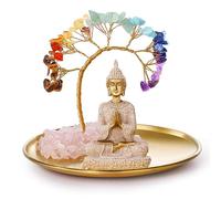 INNOLITES 7 Chakra Crystal Tree and Buddha Statue Set, Yoga Meditation Decor, Money Tree and Buda Statue for Home Living Room Office Shelf Decor Wealth and Luck