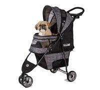InnoPet Avenue Blended Grey Lightweight Dog & Cat Stroller - Rain Cover Included Compact Urban Pet Buggy, Foldable 2 Wheel Pram with Safety Tethers, & Storage Basket