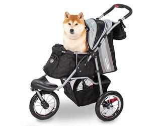 InnoPet Comfort Air Eco Dog & Cat Stroller Black/Silver- Eco-Friendly Pet Pram with 12” Pneumatic Tires, One-Hand Fold Pet Pram, Reflective Stripes & Storage Organiser, Recycled Nylon Fabric