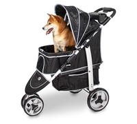 InnoPet Monaco Dog & Cat Stroller Black - Pet Pram with Rain Cover, Carries up to 35kg, One-Hand Fold, Convertible Storage Basket, 360° Swivel Front Wheel, Dual-Sided Cushion