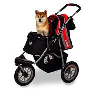 Innopet Pet Buggy Comfort EFA Eco Red/Black - One-Hand Folding Dog & Cat Stroller 25kg Weight Capacity with Non-Puncture EVA Wheels - 2 Safety Tethers - Storage Basket & Easy Install 3 Wheel Design