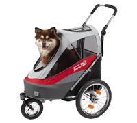 InnoPet Sporty Dog Trailer Deluxe - Red/White Pet Stroller & Bike Trailer Combo for Dogs up to 30kg, with Rain Cover, Pneumatic Tires, Bike Tow Bar Included, Storage Pocket & Reflector Set