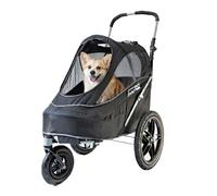 InnoPet Sporty EVR Dog Stroller - All Terrain - Solid Rubber Wheels Feel Like Air Tyres - No Inflation Required - Includes Rain Cover - Black