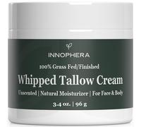 Innophera Whipped Beef Tallow Cream for Skin Care - Grass Fed & Grass Finished - 100% Natural Moisturizer for Sensitive Skin - Handmade Face & Body Lotion - Unscented & Odorless - 3.4 oz.