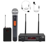 innopow 200-Channel Wireless Microphones System, Wireless Lavalier Microphone, Dual UHF Bodypack Cordless Lavalier Mic System Set, Auto Scan, Long Range 200-240Ft, 16 Hours Use Ideal for Speaking