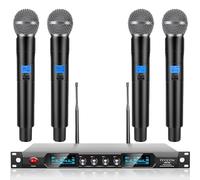 innopow 4-Channel Wireless Microphone System,Quad UHF Metal Cordless Mic, 4 Handheld Mics,Long Distance150-200Ft,Fixed Fre.