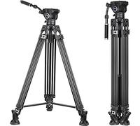 INNOREL VF80 Video Tripod System Tripod & Fluid Video Head Kit 188cm Professional Heavy Duty Aluminum Twin Tube Tripod with F60 Fluid Head Mid-Level Spreader Max Load 12KG DSLR Camcorder(VF80+F80)