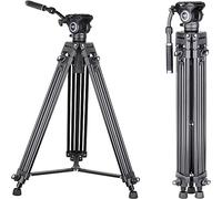 INNOREL VT60 Video Tripod System Tripod & Fluid Video Head Kit 165cm Professional Heavy Duty Aluminum Twin Tube Tripod with F60 Fluid Head Mid-Level Spreader Max Load 10KG DSLR Camcorder(VT60+F60)