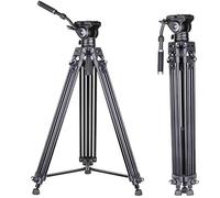 INNOREL VT80 Video Tripod System Tripod & Fluid Video Head Kit 188cm Professional Heavy Duty Aluminum Twin Tube Tripod with F80 Fluid Head Mid-Level Spreader Max Load 12KG DSLR Camcorder(VT80+F80)