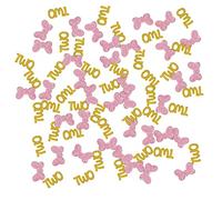 INNORU Bow Two Confetti Glitter, Baby Girl 2nd Birthday Paper Scatter, Kid 2nd Birthday Anniversary Party Table Decorations Confetti, 120pcs