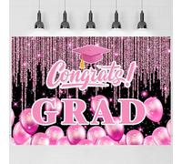 INNORU Congrats Grad Graduation Backdrop Banner, Class of 2024 Photography Backdrop Poster Durable Fabric So Proud of You Finally Done Banner Graduation Party Decorations Photo Booth Props 6x4ft Pink