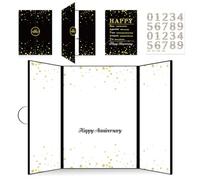 INNORU Large Happy Anniversary Guest Book, 0 to 100 Wedding Anniversary Party Signing Card Board, Company Anniversary Retirement Celebration Alternative Signature Supplies Black