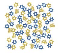 INNORU Mazel Tov Confetti Glitter, Congratulations Table Confetti, Birthday, Bar Mitzvah Paper Scatter Confetti, Birthday, Wedding, Jewish Party Table Decorations Confetti, 120pcs, Blue, Gold