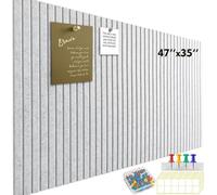 InnoStars Large Cork Board Alternative, 120x90cm 12 Pack Felt Wall Tiles with Safe Removable Adhesive Tabs and 50 Push Pins - Pin Board for Office - Light Grey