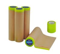 InnoStars Masking Paper for Spraying, Unfold 60cm x 15m Pre-Taped Tape and Drape, Adhesive Waterproof Protective Painters Film, for Car, Furniture & Floor(4 Rolls Covering Paper and 4 Rolls Tape)