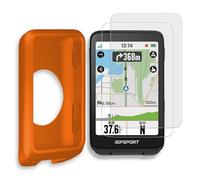 INNOSURE [3-PACK] Premium Silicone Case & Tempered Glass Screen Protector for iGPSPORT BiNavi - Cycling GPS Computer Anti-Drop, Durable (Orange)