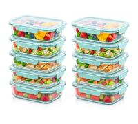 Innoteck 10 Pack 1040ml Green Glass Food Storage Containers with Lids