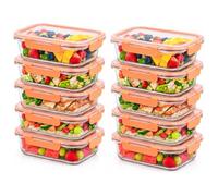 Glass Storage Set Airtight Leak Proof Meal Prep Containers Set of 5 - Orange