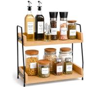 Innoteck 2 Tier Countertop Organiser Wooden Spice Rack Oak