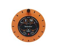 Innoteck 2 Way 10M 13A Cable Reel with Thermal Cut Out & Handle | Heavy duty extension reel with reset switch, portable design for indoor use, durable cable, orange & black.