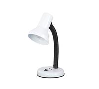Innoteck 25W Adjustable Desk Lamp with Flexible Arm, Metal Table Lamp with E27 Bulb Base, Mains Powered, Study & Bedside Reading Lamp, White