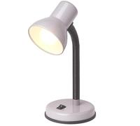 Innoteck 25W Adjustable Desk Lamp with Flexible Arm, Sturdy Metal Base, On/Off Switch, Metal Table Lamp with E27 Bulb Base, Mains Powered, Study & Bedside Reading Lamp, Silver