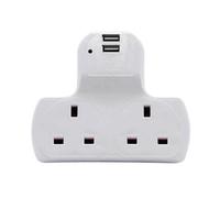 Innoteck 2Way Multi Plug Adaptor 13A Uk Mains Socket Outlets With 5V 2.0A Max Dual Usb Charging Ports
