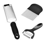 Innoteck 3-in-1 Kitchen Tool Set - Stainless Steel Grater with Protective Case, Crinkle Cutter & Multi-Functional Peeler - Lemon Zester, Cheese, Vegetable & Fruit Preparation