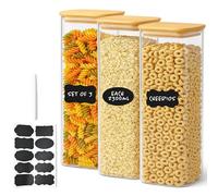 Innoteck 3 Piece 2300ml Glass Canister Set with Bamboo Lids