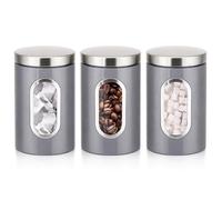 Innoteck Essentials 3 Piece Grey Kitchen Canister Set with Lid