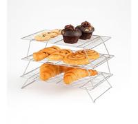 Innoteck 3 Tier Non-Stick Cooling Rack, Stackable Foldable Wire Tray for Baking Cakes, Cupcakes, Muffins, Cookies & Biscuits, 32 x 25cm, Black - Baking Tools & Accessories