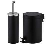 Innoteck Essentials Pedal Dustbin And Toilet Brush With Holder Set - Black., Black