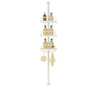 Innoteck 4-Tier Adjustable Shower Corner Shelf Caddy, 85-305cm Height, Bathroom Organiser Caddy, Rustproof Steel Tube & ABS, Floor Mounted, Powder Coated, Space-Saving Storage, White