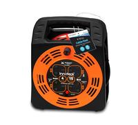 Innoteck 4-Way 15M Cable Reel with 13A Fused Plug - Heavy Duty Portable Extension Cord with Thermal Cut-Out Protection & Resetting Switch - Indoor Multi-Socket Power Reel, Orange & Black