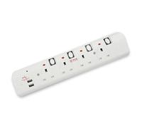 Innoteck DS-2305 4Way 5Meter 13A 250V Individual Switched Extension Lead with Dual USB Ports 3.0A Total (1A+2A) - White