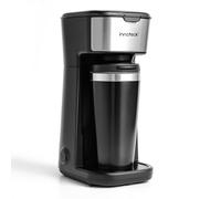 Innoteck 450W Single Serve Coffee Maker with Stainless Steel Interior 400ml Travel Mug - Compact Filter Coffee Machine with Reusable Nylon Filter, Fast Brewing & Overheat Protection - Black