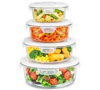 Innoteck Essentials Kitcken 4Pc Glass Storage Set With Snap Lock Lid - Round