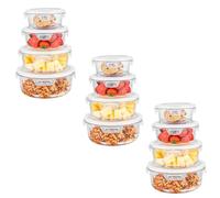 Innoteck 4pc Round Glass Storage Container Set with Snap Lock Lids - Watertight & Airtight Lids - Heat & Cold Resistant Glass - Microwave, Oven, Freeze & Dishwasher Safe - for Meal Prep, Set of 12