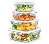 Innoteck Essentials Kitcken 4Pc Glass Storage Set With Snap Lock Lid - Square