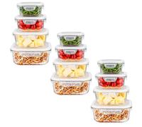 Innoteck 4pc Square Glass Storage Container Set with Snap Lock Lids - Watertight & Airtight Lids - Heat & Cold Resistant Glass - Microwave, Oven, Freeze & Dishwasher Safe - for Meal Prep, Pack of 3