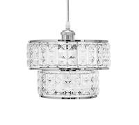 Innoteck Modern 2 Tier Sparkly Acrylic Drum Lampshade -clear, Chrome, Clear