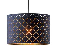 INNOTECK Argyle Drum Lamp Shade, Black with Gold Inner, E27/E14