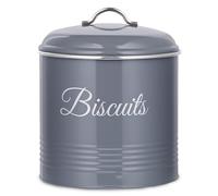 Innoteck Essentials Round Biscuit Tin With Air Tight Lid - Grey, Grey