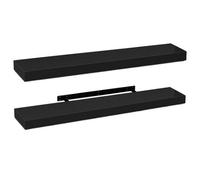 Innoteck Black High Gloss Floating Wall Shelves 110Cm Pack Of 2