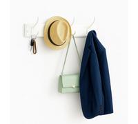 Innoteck Coat Hook Wall Mounted Coat Rack 4 Dual Hooks With White Mdf Base 40X9X7Cm