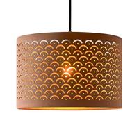 Innoteck Decorative Argyle-Pattern Drum Lamp Shade - Black Outer Fabric with Warm Golden Reflective Inner Film - Cut-Out Design - Fits E27 & E14 Holders - for Ceiling Pendant, Desk & Floor Lamp