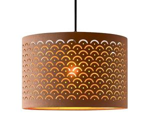 Innoteck Decorative Argyle-Pattern Drum Lamp Shade - Black Outer Fabric with Warm Golden Reflective Inner Film - Cut-Out Design - Fits E27 & E14 Holders - for Ceiling Pendant, Desk & Floor Lamp