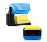 Innoteck Essentials Sink Organizer With Hand & Dish Soap Dispenser 3 In 1., Black