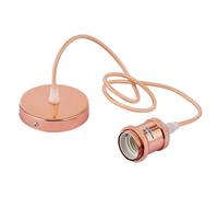 Innoteck Vintage Ceiling Pendant Lamp Holder E27 Metal Fabric Braided Light Fitting - Rose Copper